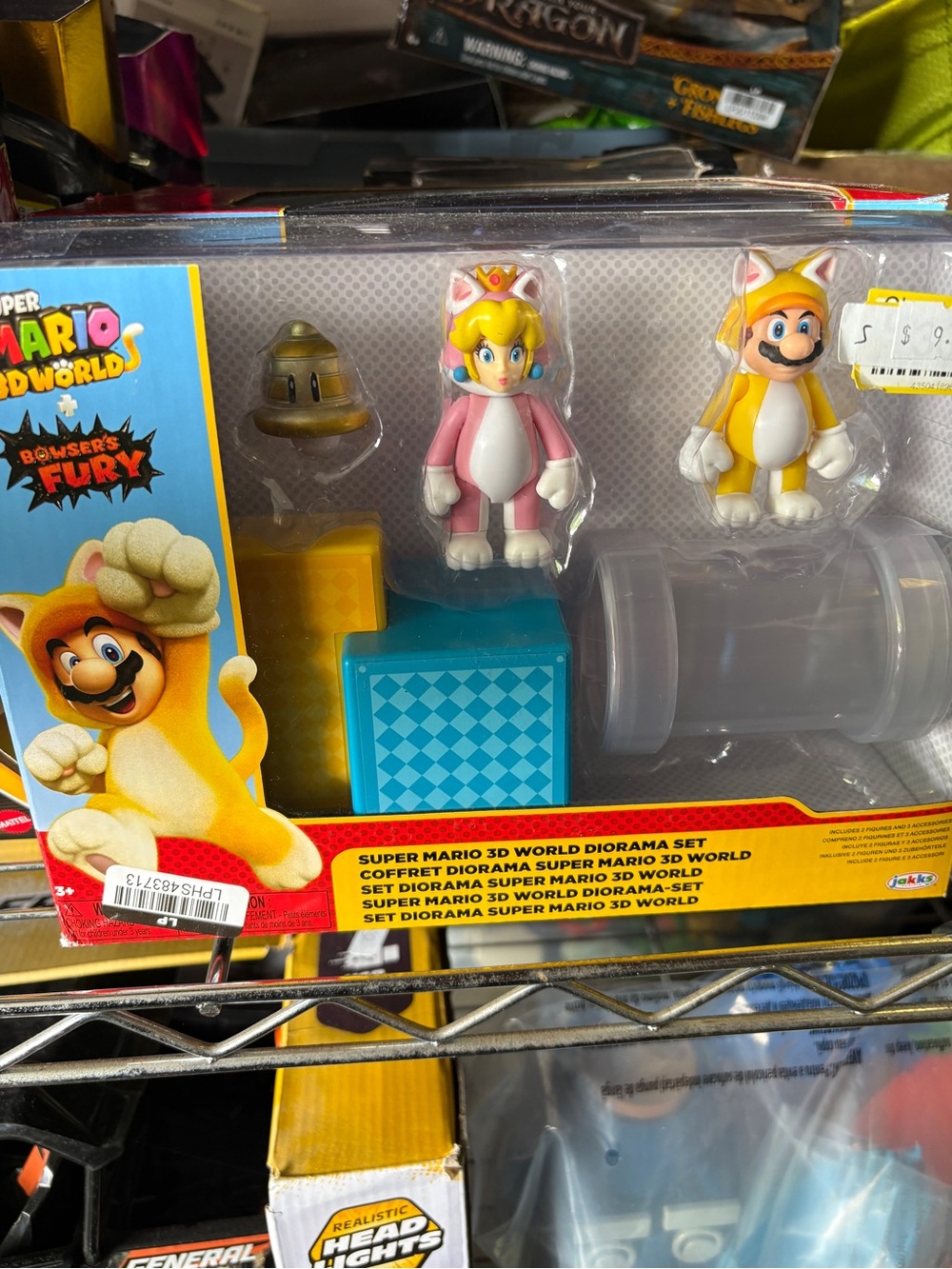 Nwt Nintendo 3D World Cat Peach & Cat Mario Playset - Pink & Yellow